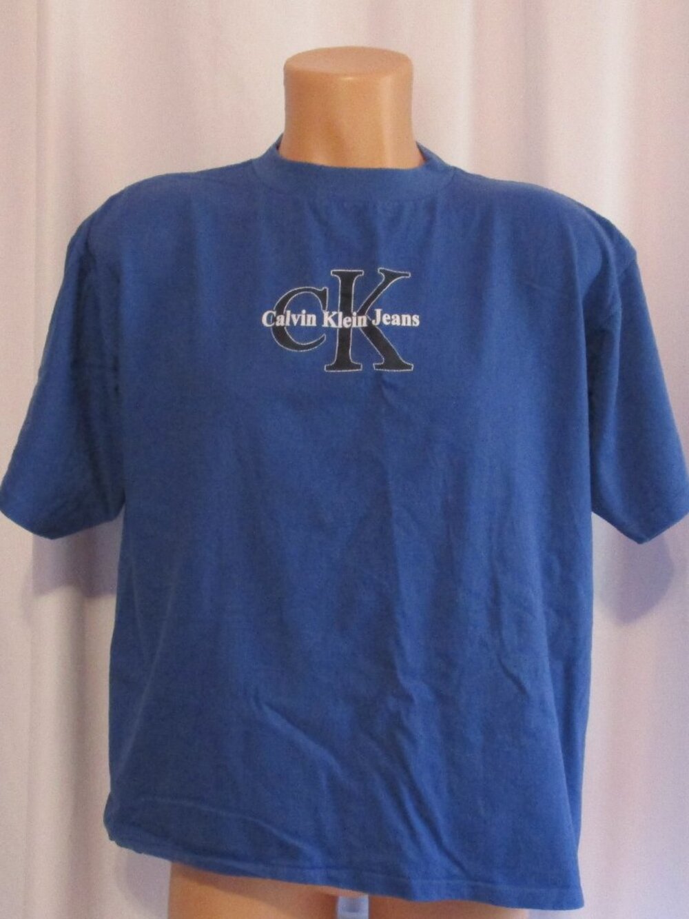 Calvin Klein Jeans Shirt Large Blue Ck Logo True-Fan Sportswear Graphic